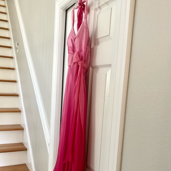Cache Pink Ombré Silk Halter High Low Gown Dress - Picture 9 of 16